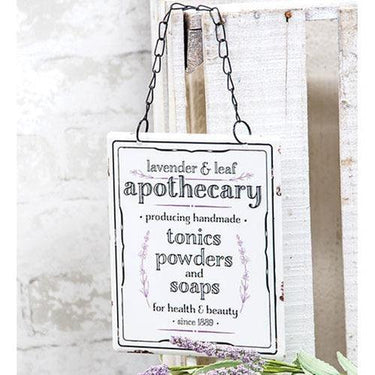 Lavender & Leaf Apothecary Hanging Metal Sign - The Fox Decor